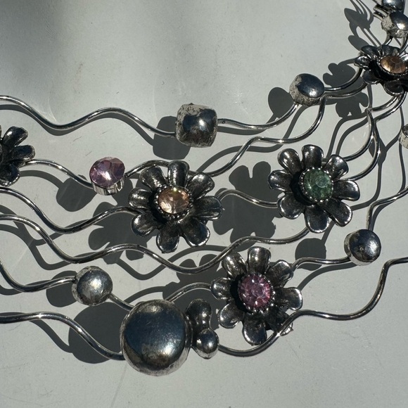 Rare VTG Flower Statement Bib Necklace - Picture 4 of 6